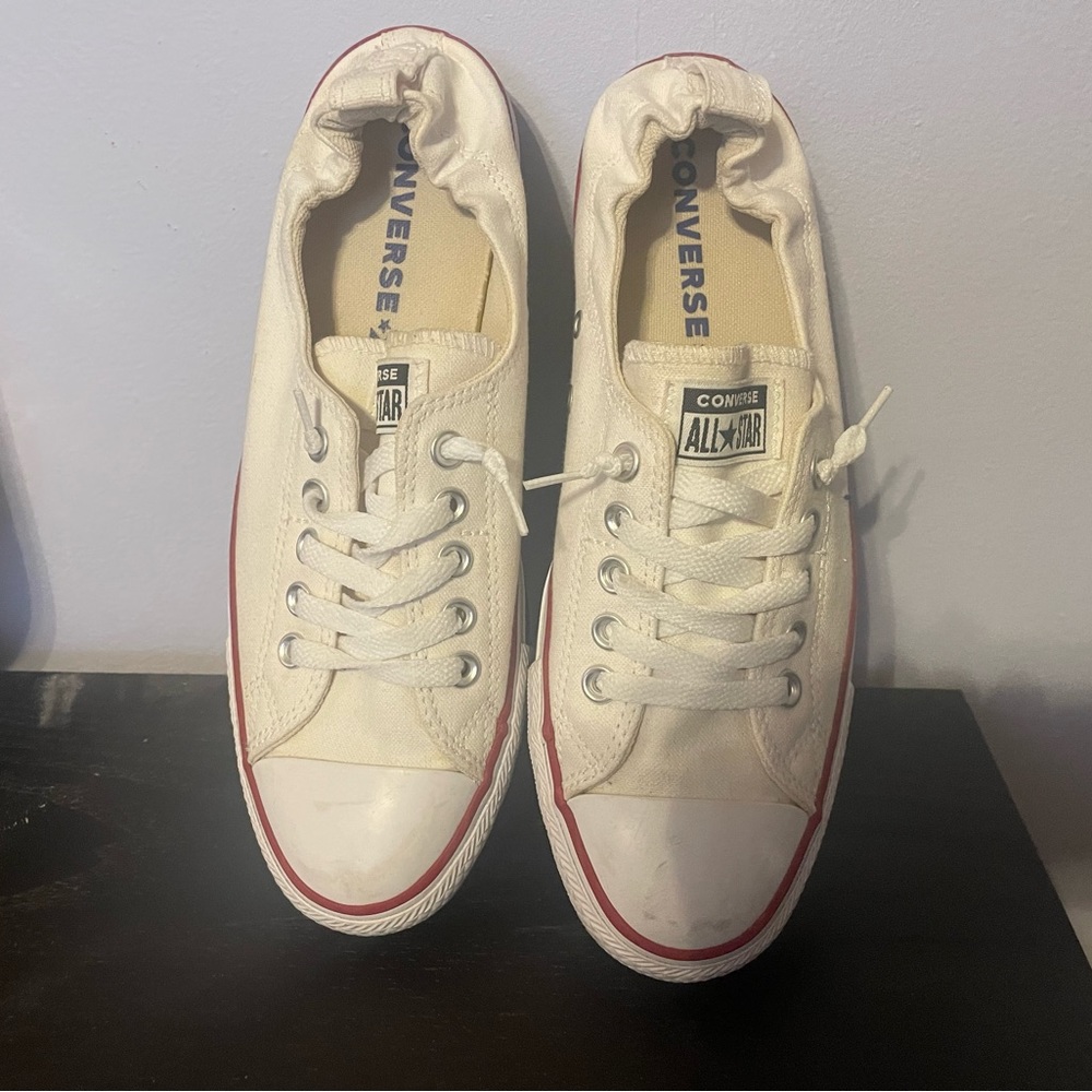 White slip on converse shoes
